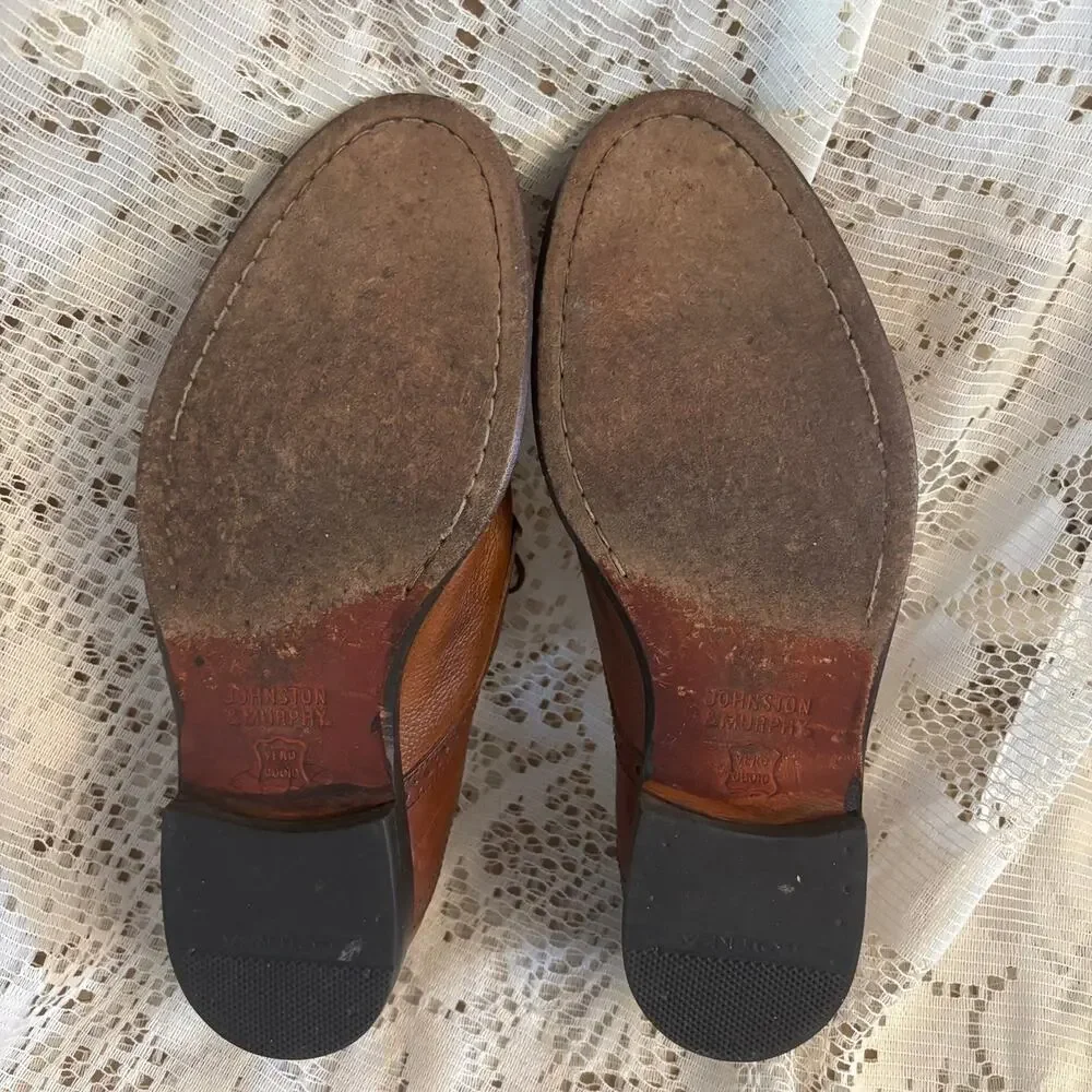 Johnston & Murphy Men's US 8 M Saddle Cognac Brown Derby Oxfords Shoes